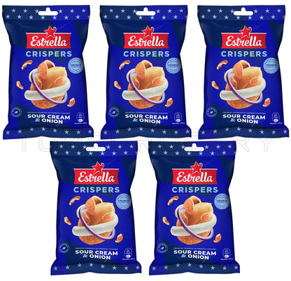 5 ESTRELLA CRISPERS Sour Cream & Onion Flavor Crunchy Coated Peanuts Snacks 140g