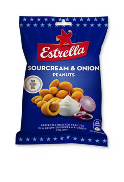 5 ESTRELLA CRISPERS Sour Cream & Onion Flavor Crunchy Coated Peanuts Snacks 140g