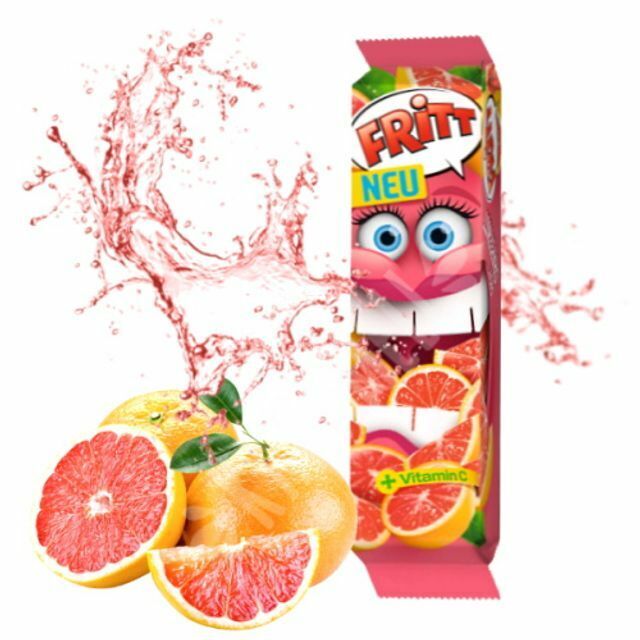 6 x FRITT GRAPEFRUIT Flavor German Chewy Candy Stripes with Vitamin C 70g 2.5oz