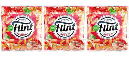 FLINT BACON Flavor Baked Bread Crisps Rusks European Snacks 3x 110g 3.9oz