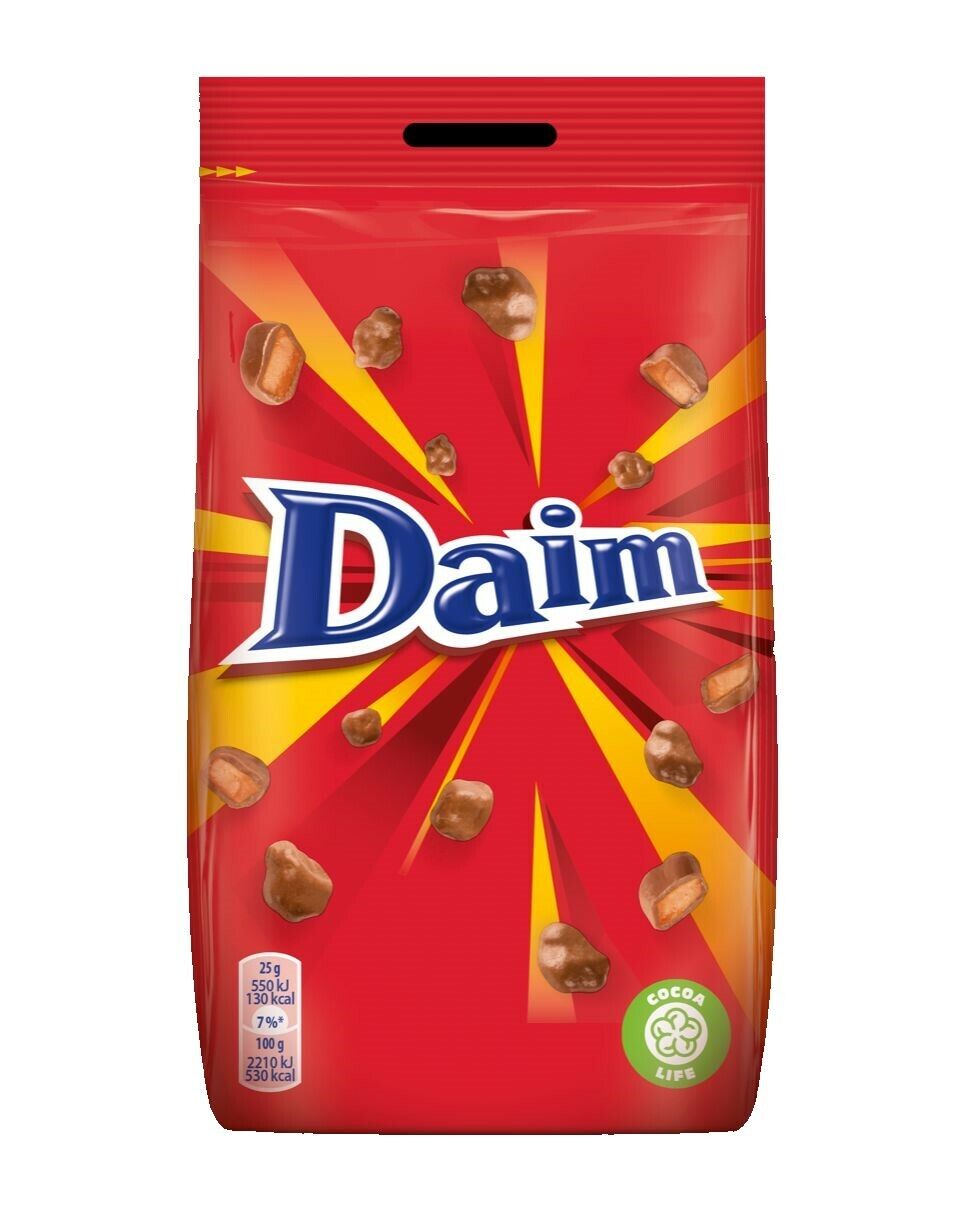 DAIM Chocolate Bites Dragee with Crunchy Almond Caramel Filling Bag 225g 8oz