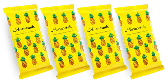 4 x PINEAPPLE Dark Chocolate Bars Retro Lithuanian Sweets Ananasinis 80g 2.8oz