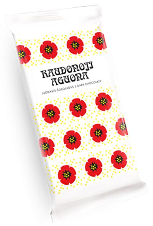 4 x RED POPPY SEEDS Dark Chocolate Bars Retro Lithuanian Sweets Aguona 80g 2.8oz