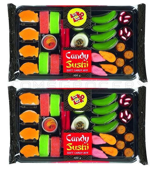 2 SUSHI CANDY TRAYS Novelty Party Sweets Gummy Mix Sweets 300g 10oz