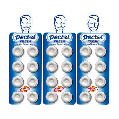 PECTOL Fresh Eucalyptus Flavor Candy Pastilles with Vitamin C FULL BOX 24 Packs