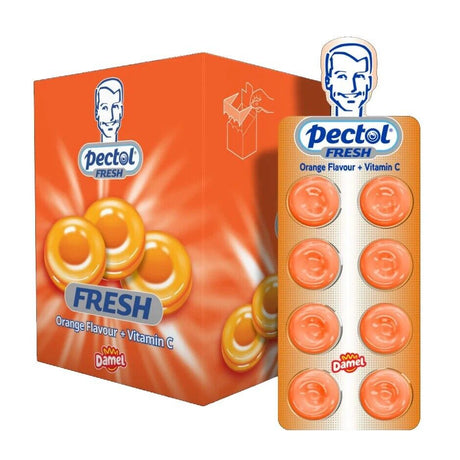 PECTOL Fresh Orange Flavor Candy Pastilles with Vitamin C FULL BOX 24 Packs