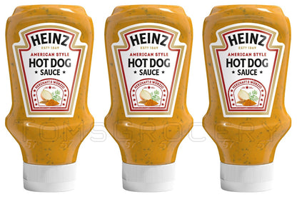 3 x HEINZ HOT DOG American Style Sauce Bottle 400ml 13.5 fl.oz.