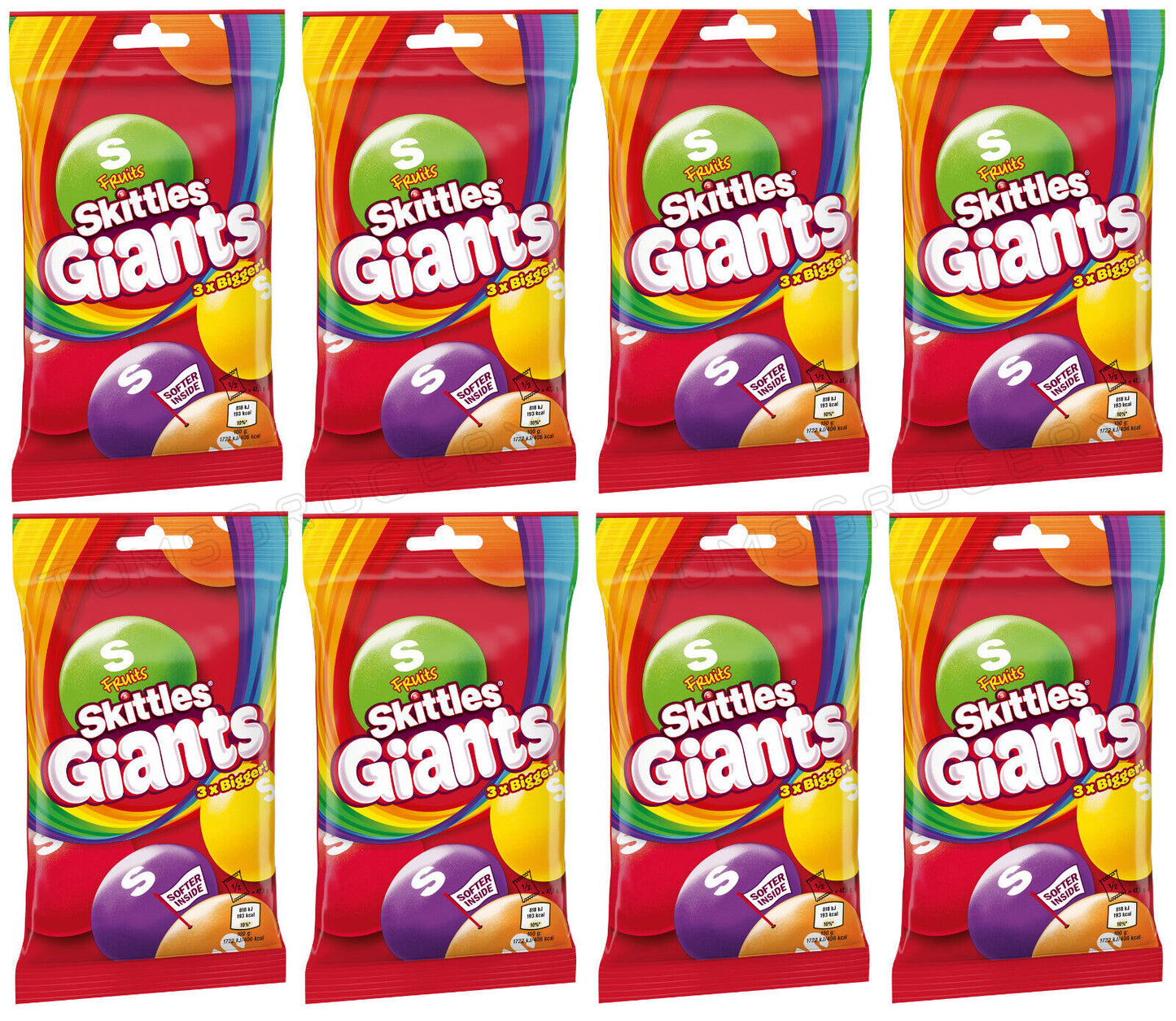 8 SKITTLES GIANTS 3 times Bigger Dragee Candy Fruit Sweets Treats 95g 3.4oz