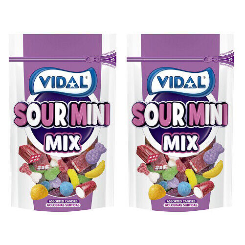 2 x SOUR PARTY GUMMY Mini Mix Bag Assorted Candies Vidal Bricks Bones 180g 6.4oz