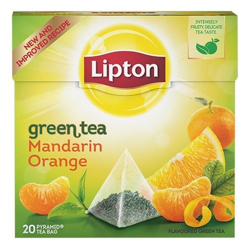 12 LIPTON Mandarin Orange Flavored Green Tea Boxes 240 Silk Pyramid Bags Total