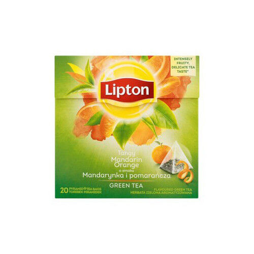 12 LIPTON Mandarin Orange Flavored Green Tea Boxes 240 Silk Pyramid Bags Total