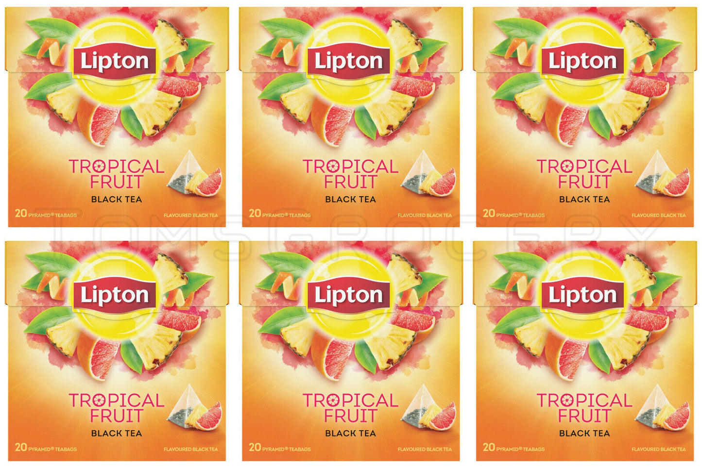 6 LIPTON Tropical Fruit Flavor Tea Boxes Silk Pyramid Bags (120 servings)