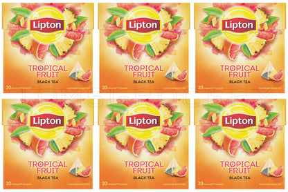 6 LIPTON Tropical Fruit Flavor Tea Boxes Silk Pyramid Bags (120 servings)