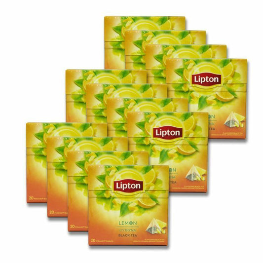 12 LIPTON LEMON Flavor Black Tea 20 Silk Pyramid Bags Boxes 34g (1.2oz)