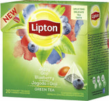 LIPTON Blueberry & Goji Berries Flavored Green Tea 20 Silk Pyramid Bags