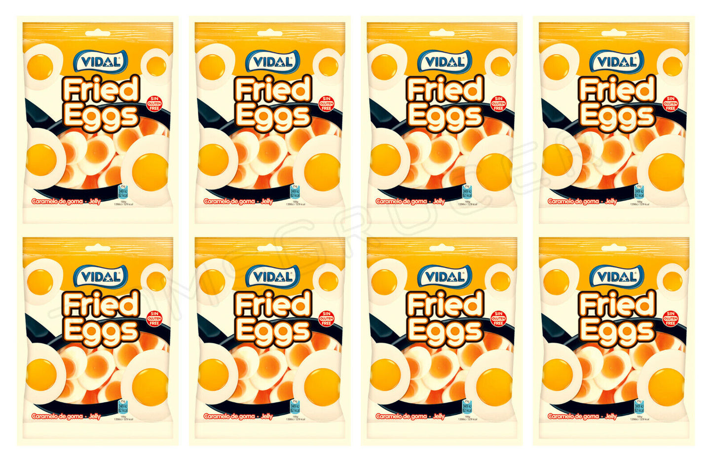 8 x FRIED EGGS Party Gummy Candy Gummies Cream Flavor Gluten Free 100g 3.5oz