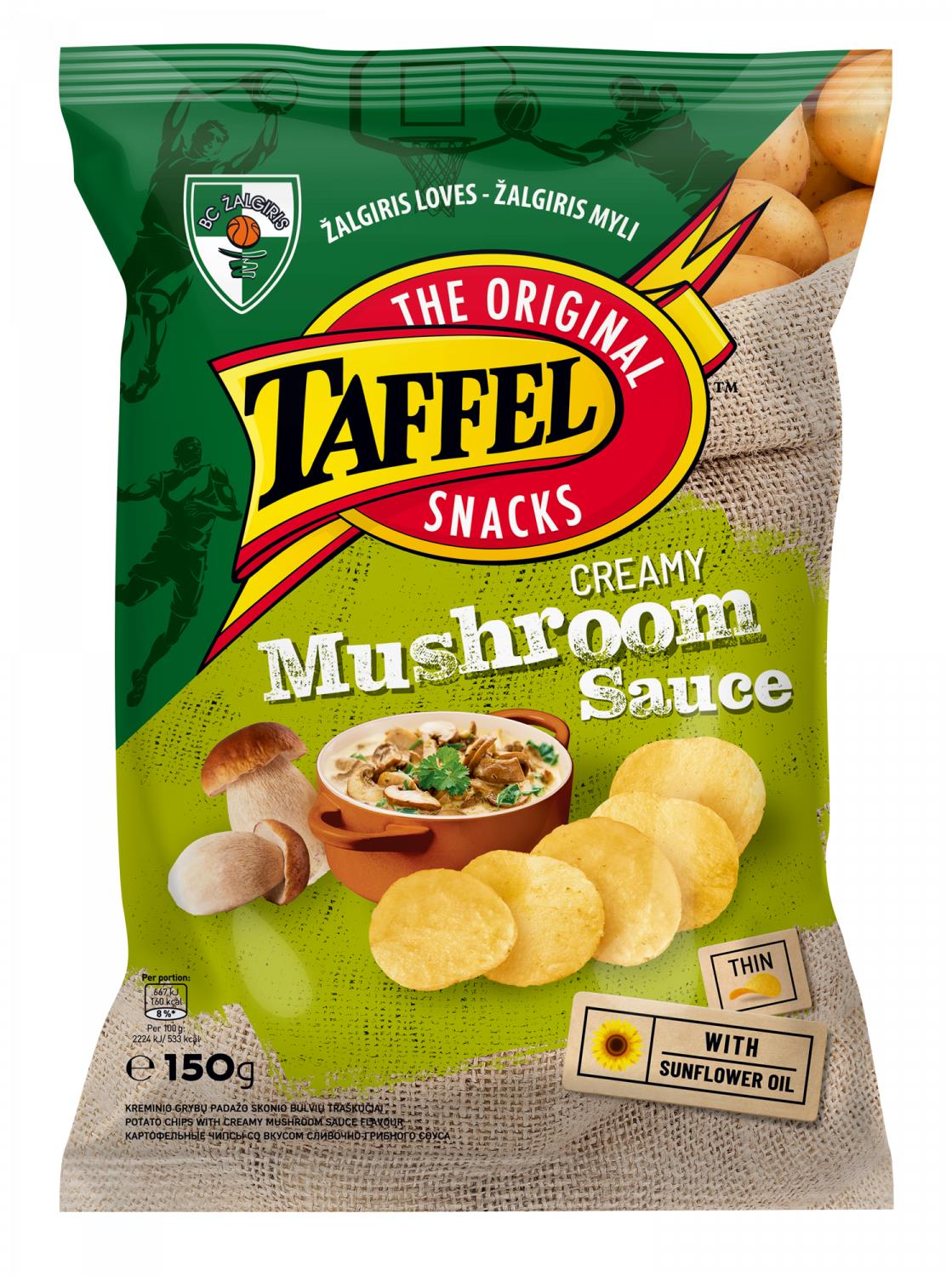 8 x TAFFEL Creamy Mushroom Sauce Flavor Potato Chips 130g 4.6oz