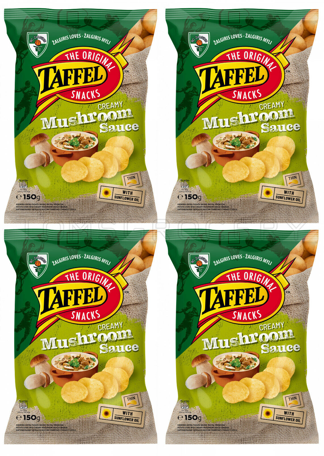 8 x TAFFEL Creamy Mushroom Sauce Flavor Potato Chips 130g 4.6oz