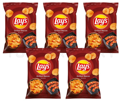 5 LAYS GRILLED BACON Flavor Potato Chips Crisps European Snacks 130g 4.6oz