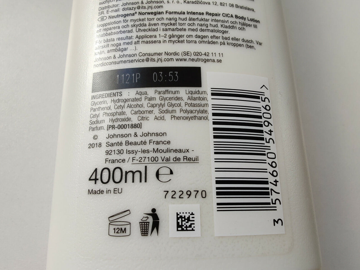 2 NEUTROGENA INTENSE REPAIR Body Lotion For Very Dry Rough Skin 400ml