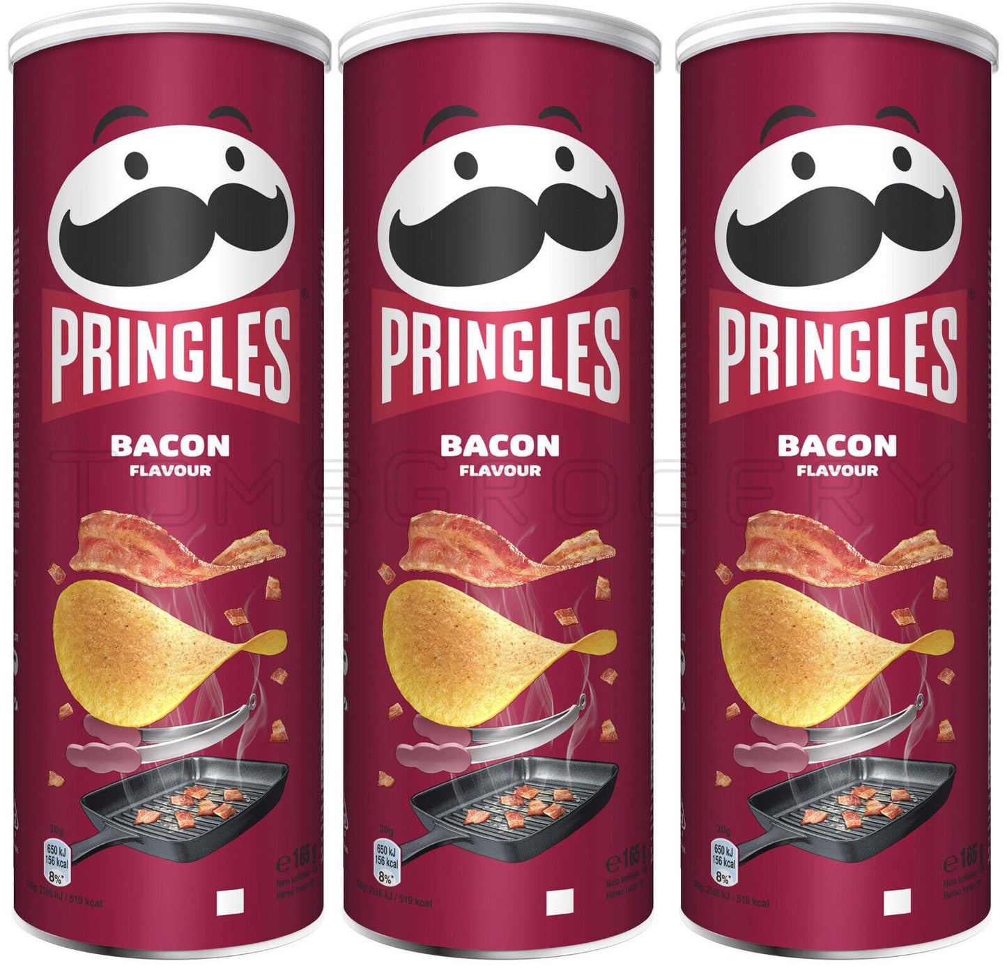 3 PRINGLES BACON Flavor Potato Chips Tubes European Snacks 165g 5.8oz