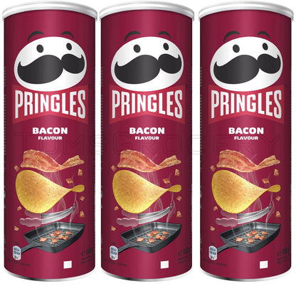 3 PRINGLES BACON Flavor Potato Chips Tubes European Snacks 165g 5.8oz