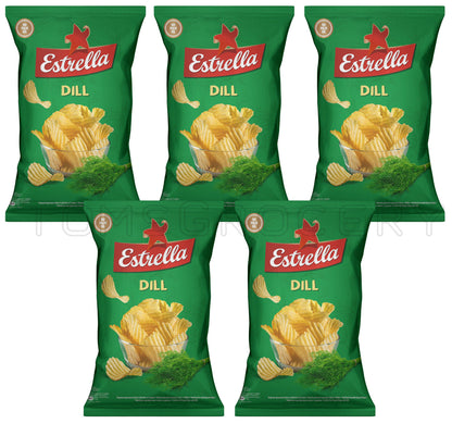 5 ESTRELLA DILL Flavor Potato Chips Snacks Crunchy Crisps 130g 4.6oz