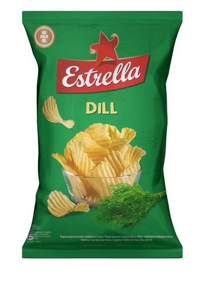 5 ESTRELLA DILL Flavor Potato Chips Snacks Crunchy Crisps 130g 4.6oz