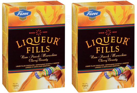 2 FAZER LIQUEUR FILLS Rum Punch Cherry Brandy Filled Chocolate Sweets 150g 5.3oz