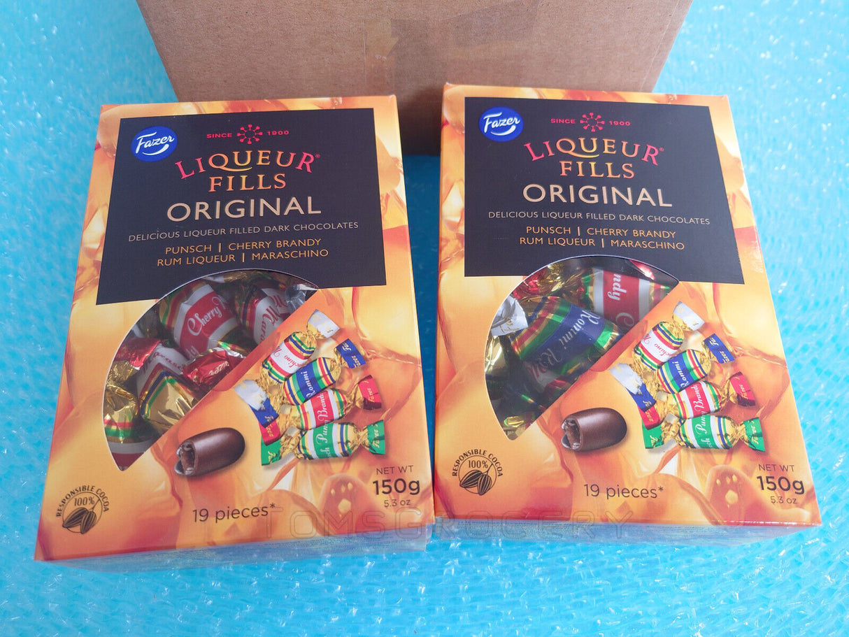 2 FAZER LIQUEUR FILLS Rum Punch Cherry Brandy Filled Chocolate Sweets 150g 5.3oz