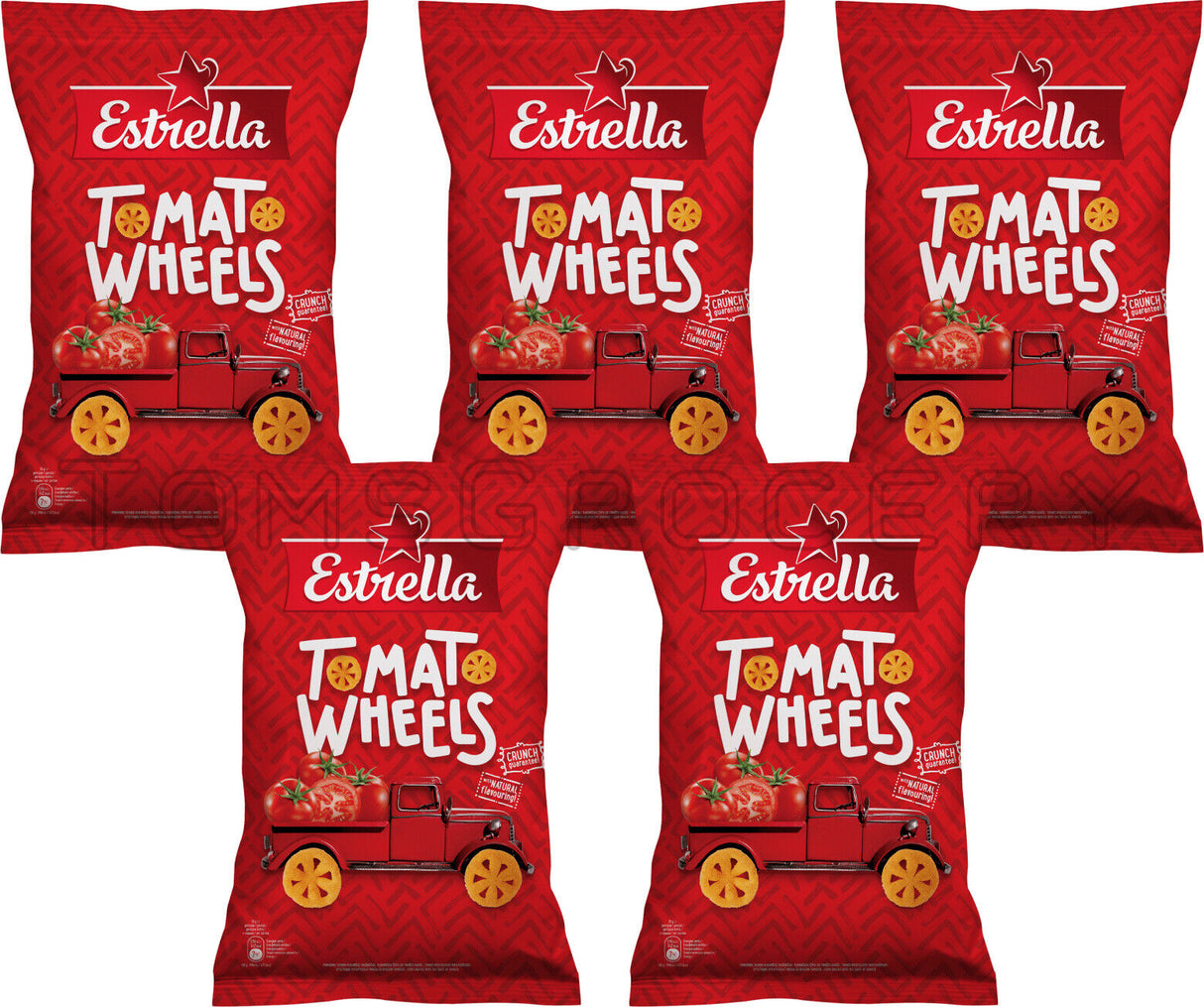 5 x ESTRELLA Tomato Wheels Flavor Crunchy Chips 120g 4.2oz