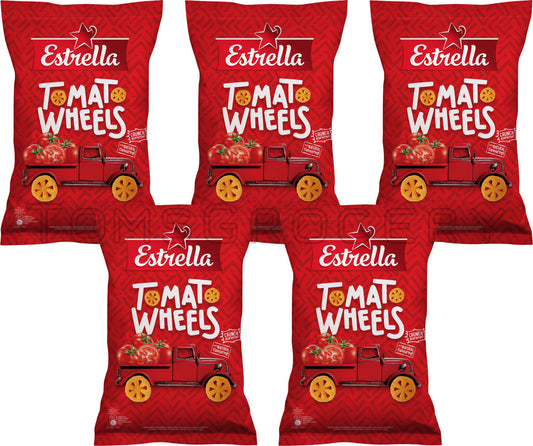 5 x ESTRELLA Tomato Wheels Flavor Crunchy Chips Snacks Crisps 120g 4.2oz