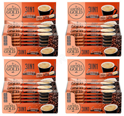 4 x Aroma Gold Creamy Fudge 3in1 Instant Coffee Sticks Boxed 255g 9oz