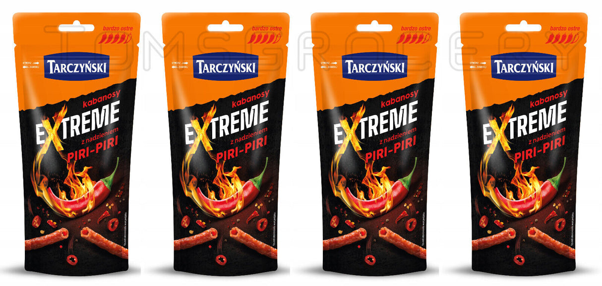 4 TARCZYNSKI EXTREME Piri-Piri Cabanossi Kabanos Smoked Sausages Snacks 95g