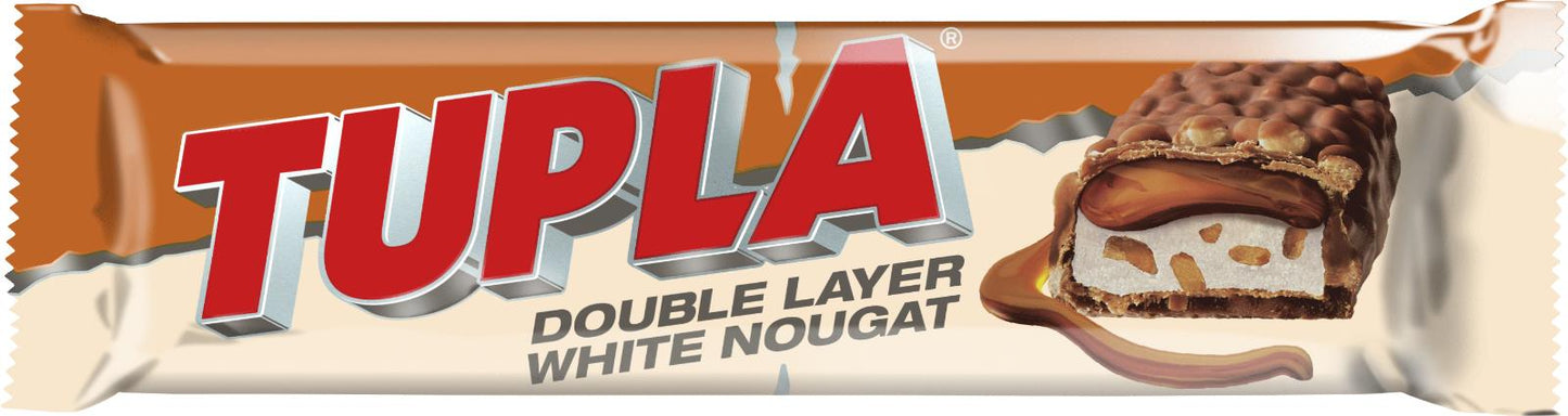 5 x TUPLA Double Layer White Nougat Chocolate Bars Scandinavian Sweets 48g