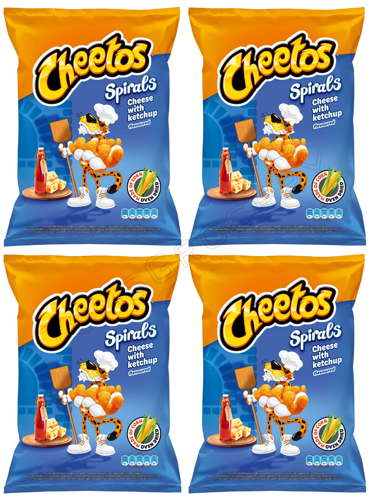 4 CHEETOS SPIRALS Cheese & Ketchup Flavor Puffed Snacks 145g 5.1oz