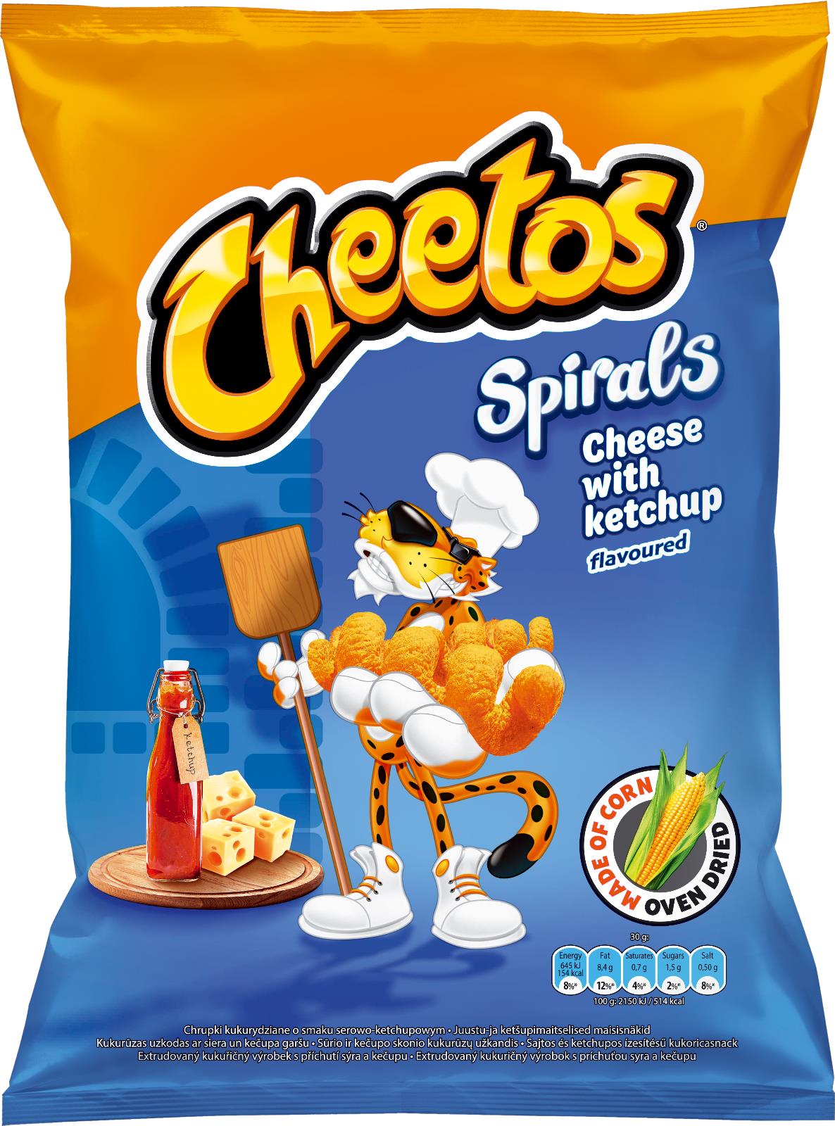 4 CHEETOS SPIRALS Cheese & Ketchup Flavor Puffed Snacks 145g 5.1oz