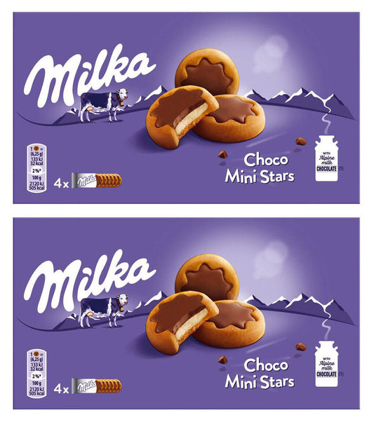 2 x MILKA CHOCO MINI STARS Cookies with Milk Chocolate Sweets Snacks 150g 5.3oz