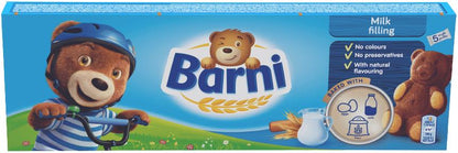 8 x BARNI Soft Sponge Biscuit Cakes Bear Shape Cookies with Milk Filling 150g