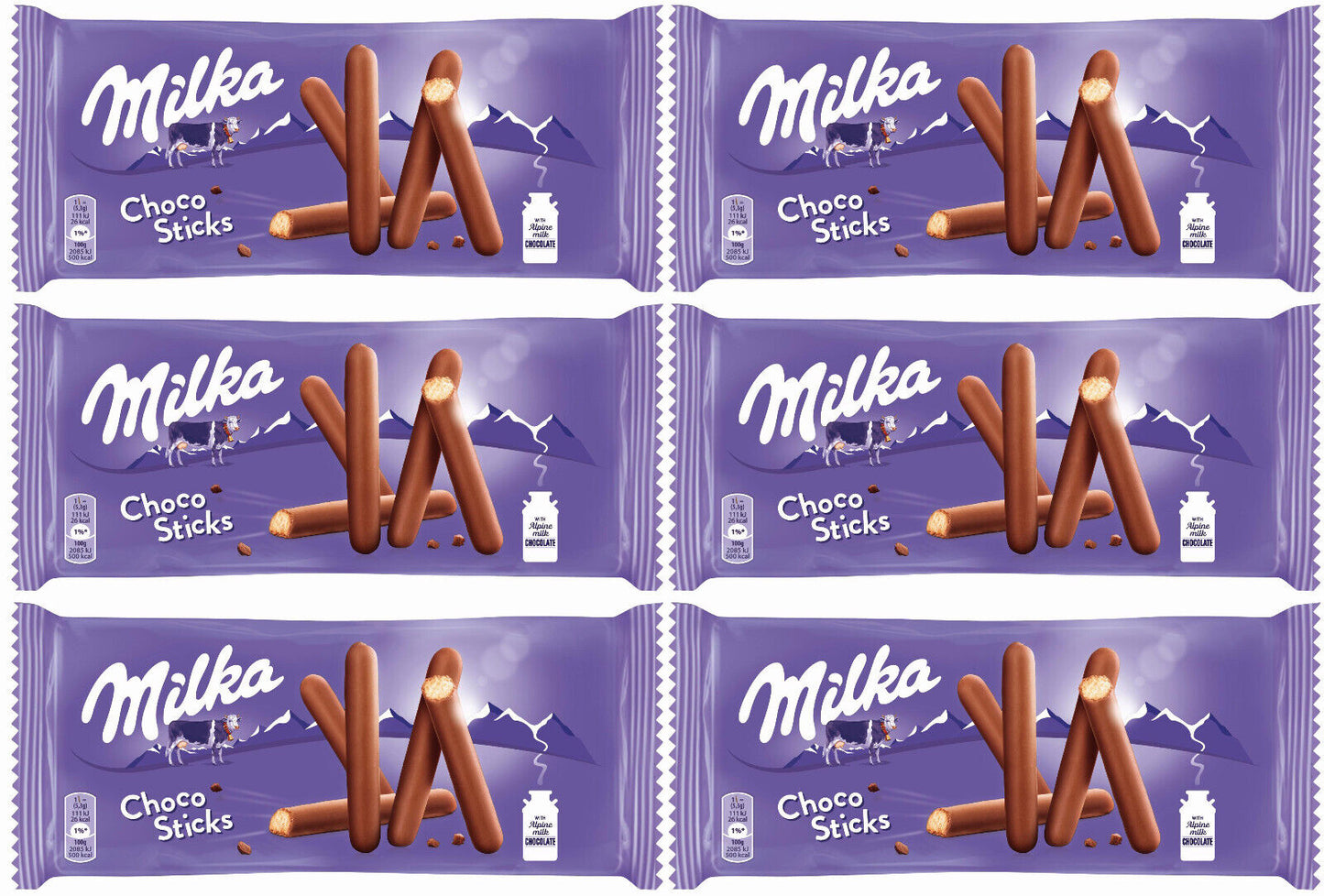 6 x MILKA CHOCO STICKS Milk Chocolate Covered Crunchy Fingers Snacks Candy Treat