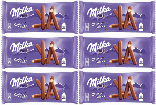 6 x MILKA CHOCO STICKS Milk Chocolate Covered Crunchy Fingers Snacks Candy Treat