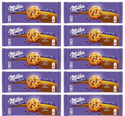 10 x MILKA CHOCO COOKIE Crunchy Biscuits with Milk Chocolate Bits Sweets Snacks