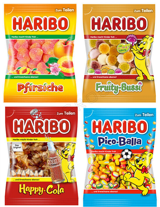 4 HARIBO GUMMY Gummy Candy Bags Bundle German Treats Party Sweets