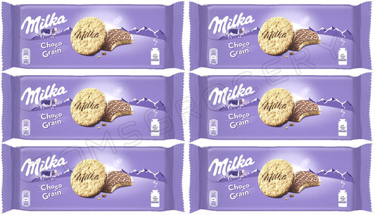 6 x MILKA CHOCO GRAINS Wholegrain Cookies with Alpine Milk Chocolate 126g 4.5oz