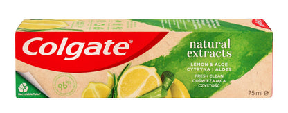 6 COLGATE NATURAL EXTRACTS Lemon & Aloe Fresh Clean Daily Toothpaste Tubes 75ml