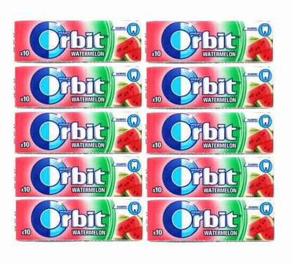10 WRIGLEY'S ORBIT WATERMELON Flavor Sugarfree Chewing Gum Packs 14g 0.49oz