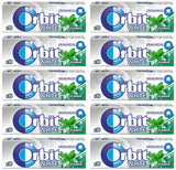 10 WRIGLEY'S ORBIT WHITE SPEARMINT Flavor Sugarfree Chewing Gum 14g 0.49oz
