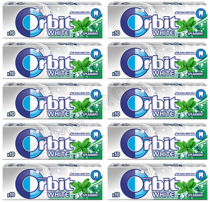 10 WRIGLEY'S ORBIT WHITE SPEARMINT Flavor Sugarfree Chewing Gum 14g 0.49oz