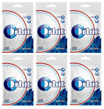 6 x WRIGLEY'S ORBIT SWEET MINT Sugarfree Chewing Gum 35g 1.24oz
