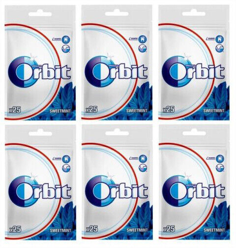 6 x WRIGLEY'S ORBIT SWEET MINT Sugarfree Chewing Gum 35g 1.24oz